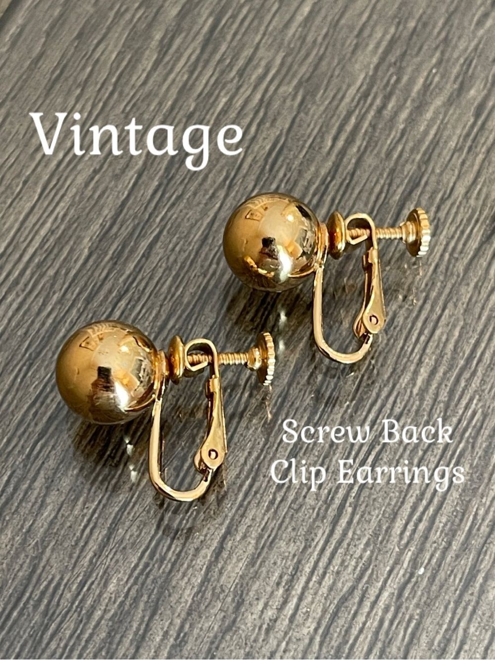 Vintage Gold-tone Ball Screw Back Clip Earrings